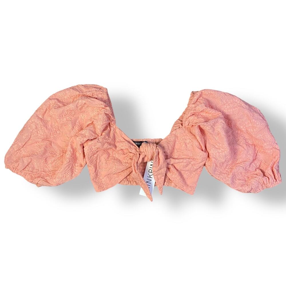 Minkpink NWT Geneva Textured Crop Top in Rose Size S Boho‎